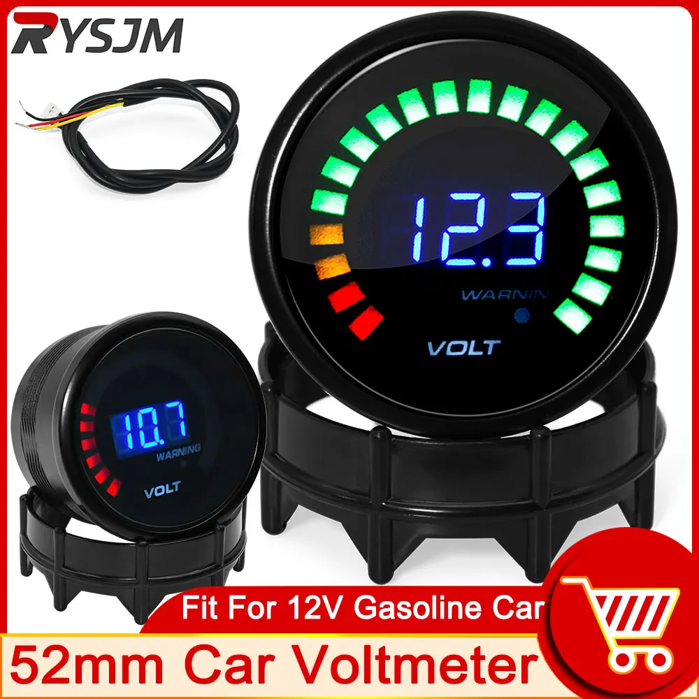 Ad 52mm Voltmeter Auto LED digitale Spannungs überwachung Panel bunte Volt Meter Volt Manometer Anzeige wasserdicht 8 ~ 18V Autozubehör Image