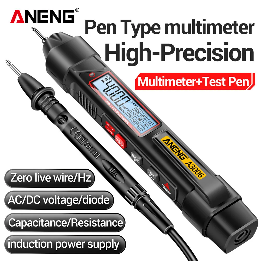 ANENG A3006 4000 Counts Multifunktionales Stifttyp-Multimeter AC/DC-Spannungsprüfer Ohm Hz Null Feuerleitungsdetektor Elektrowerkzeuge Image