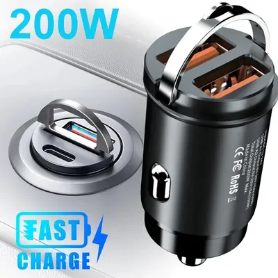100 W/200 W QC3.0 PD Mini Auto Ladegerät 12-24 V Zigarette Leichter Schnell Ladung Auto USB C Typ Image