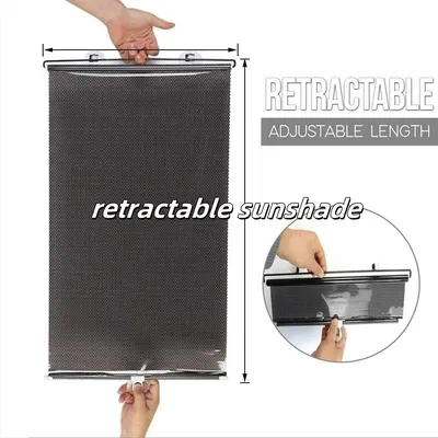 Retractable Sunshade Roller Blinds for Car/Home/Office Nail-Free Blackout Curtains with UV Protection Easy Installation