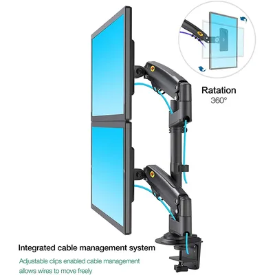 NB H180 22"-32"Double monitor desk Holder Arm Gas Spring Full Motion LCD TV Mount 2-12kg ergonomica