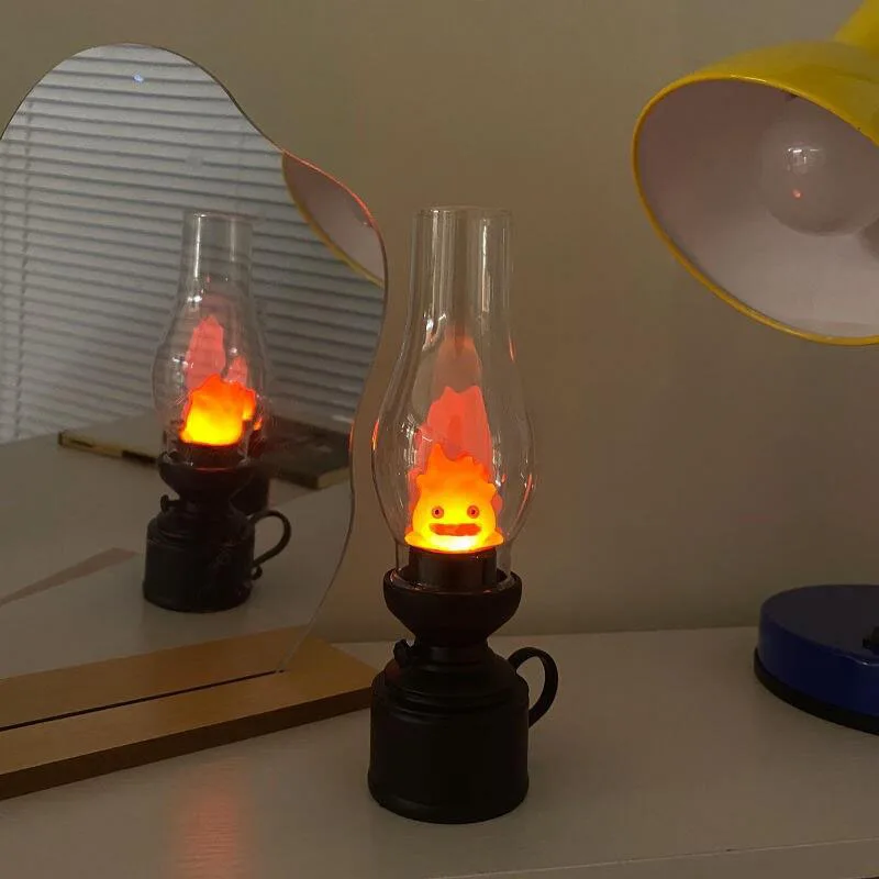 Calcifer Flammenlose Nachtlampe Halloween Retro Dekorative Kerzenleuchte Cartoon Anime Niedliche Lampe Schlafzimmer Nachttischlampe