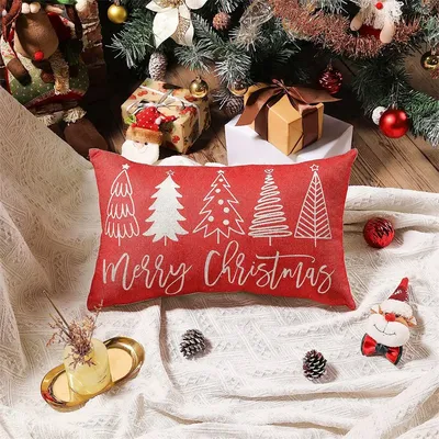 Weihnachten dekorative Leinen Kissen bezug Sofa werfen Kissen bezug Rechteck Weihnachts dekorationen Image