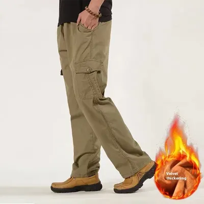6XL Winter Men Fleece Pants Large size Mens Cargo Pants Trousers Men Sports Sweatpants Thicken Style Trousers Jogger Pants Male