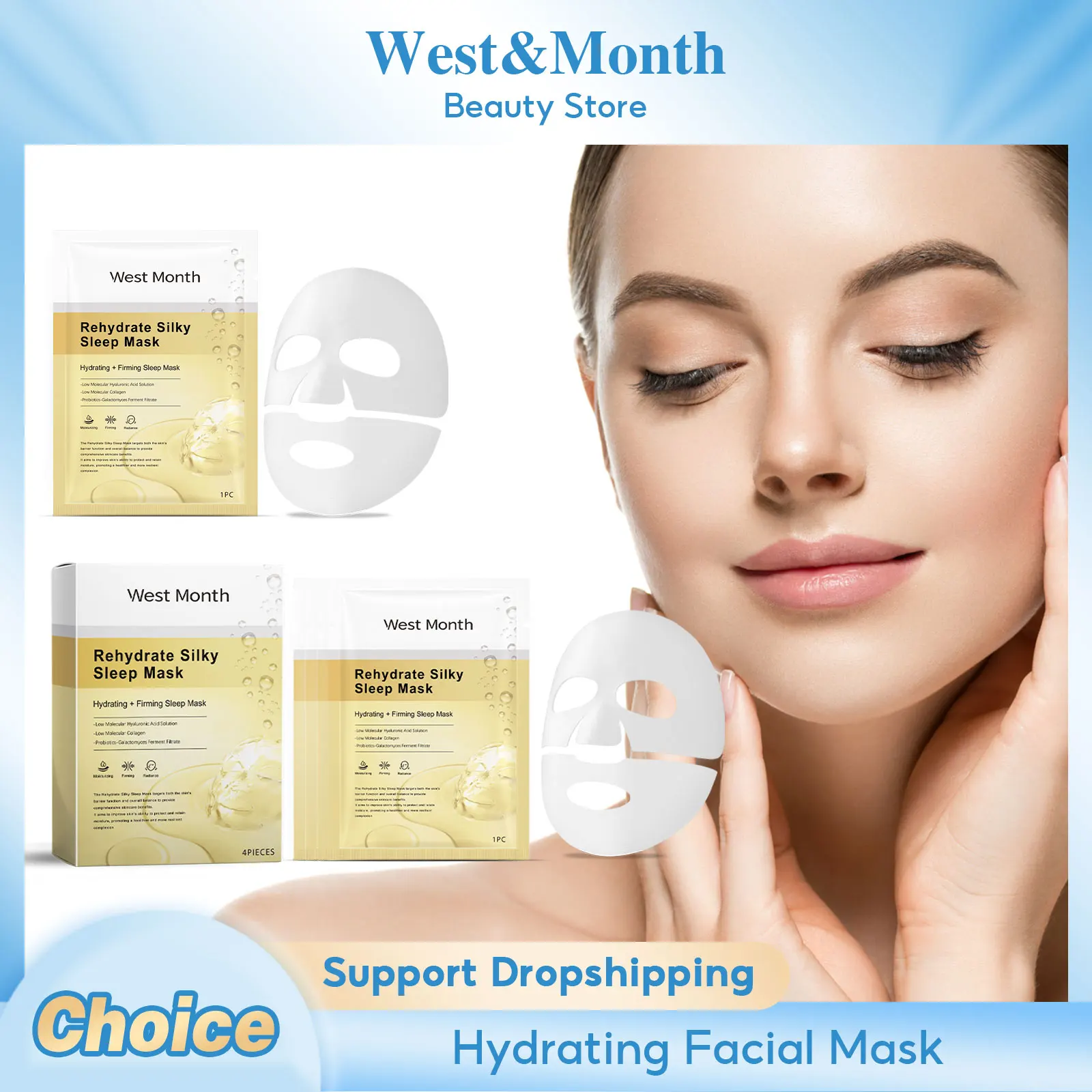 Kollagen Gesichts maske verblassen feine Linien heben fest tief feuchtigkeit spendend aufhellend erfrischend schrumpfen Poren rehydrieren seidige Schlaf maske Image