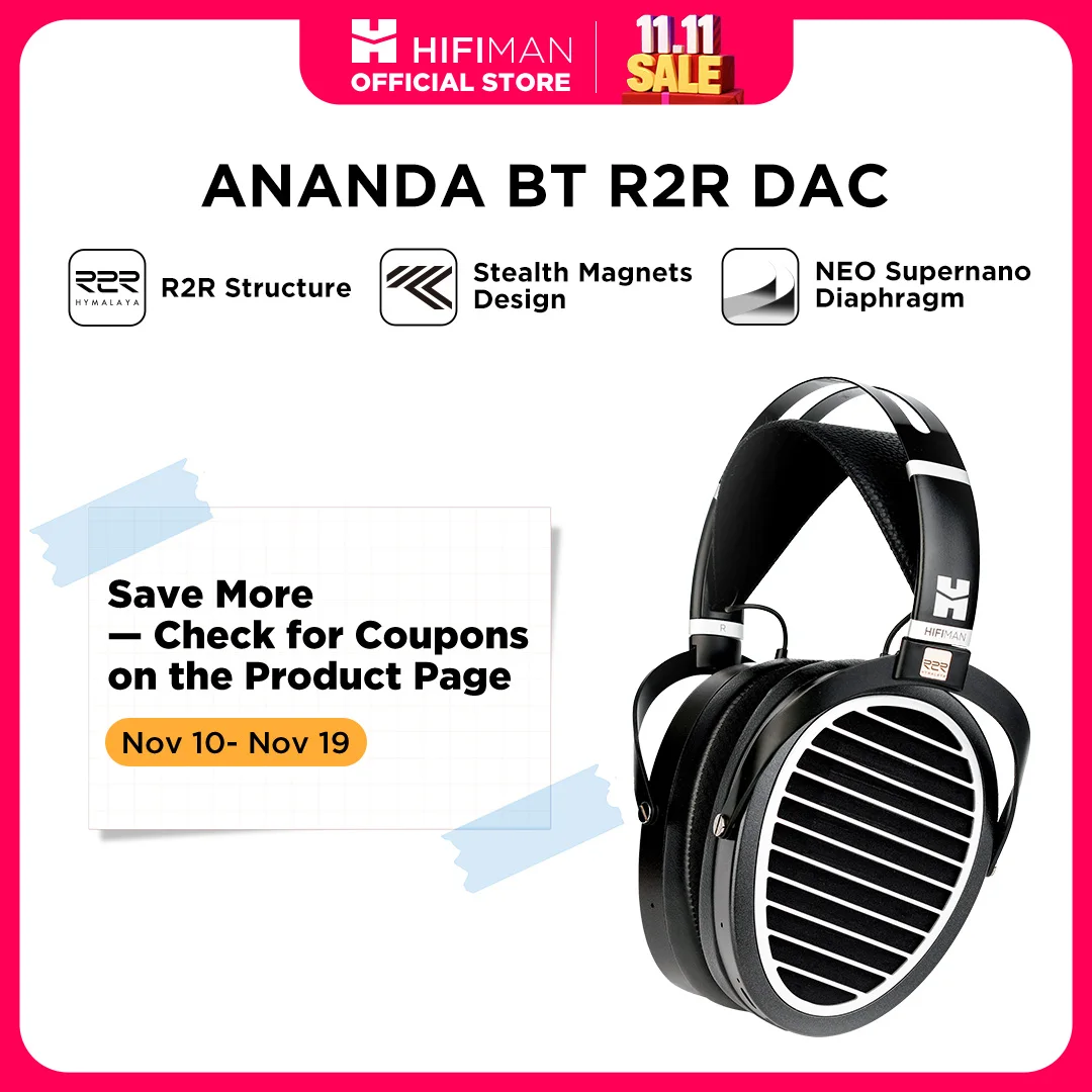 HIFIMAN ANANDA BT mit R2R DAC und Stealth-Magneten, offener Over-Ear-Kopfhörer in voller Größe mit planarem Magnet Image