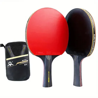2 Stück profession elle Tischtennis schläger, 6-Sterne-Tischtennisschläger, doppelseitiges Gummi paddel mit Tasche Image