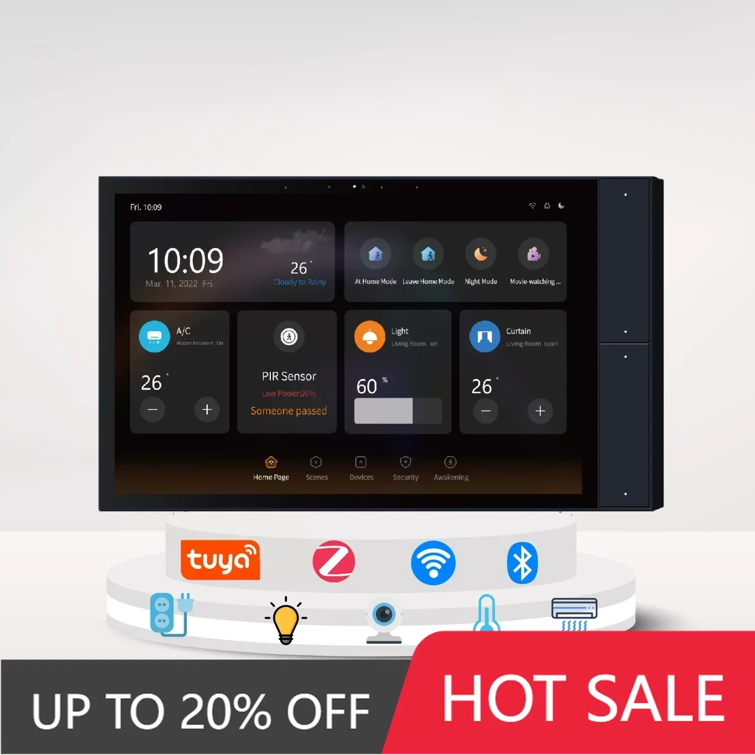 Tuya Smart Home Control Panel 10'' Schalttafel In-Wall Touchscreen Steuerung für verschiedene Tuya Smart Appliances Image