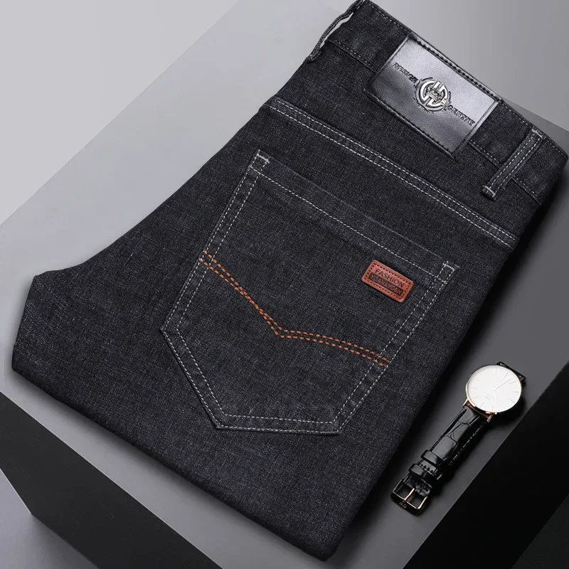 2024 neue Mode Herren lässig schwarz blau Baumwolle reguläre Jeans klassischen Stil männliche Jeans hose plus Größe Stretch Slim Fit Hose