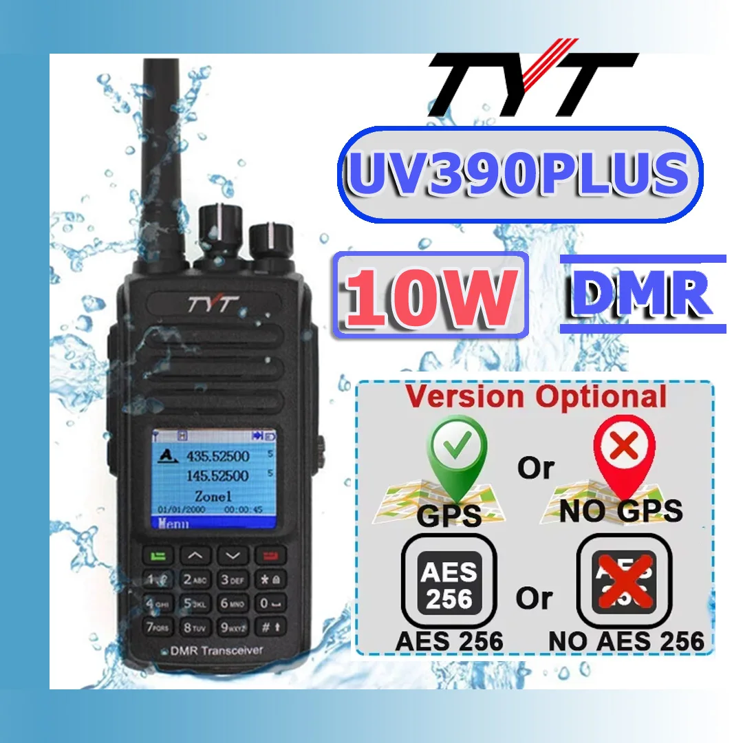 TYT MD-UV390 10W GPS PLUS DMR Digitalradio 5W/10W GPS AES256 Verschlüsselung Optional IP67 VHF/UHF Dual Band Digital Walkie Talkie Image