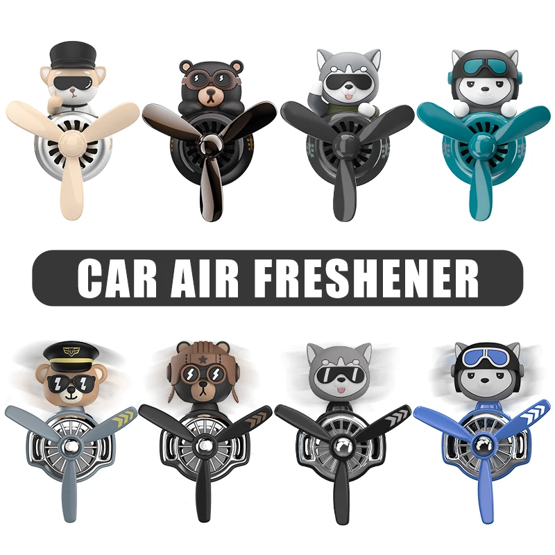 Rotierende Pilot Bär Ornamente Steckdose Auto Lufterfrischer Entlüftungsclip Parfüm Flugzeug Duft Diffusor Dekorationen Zubehör Männer Image