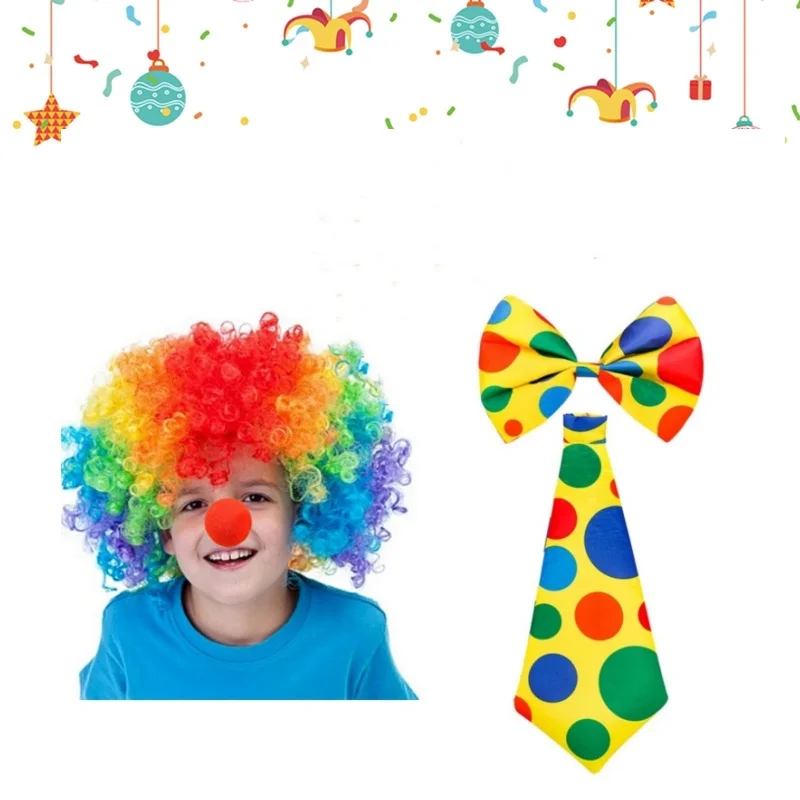 Kinder Weihnachten Halloween Karneval Ostern Joker Clown Performance Party Zubehör Kinder Requisiten Krawatte Fliege Perücken Kopfbedeckung Hut Image
