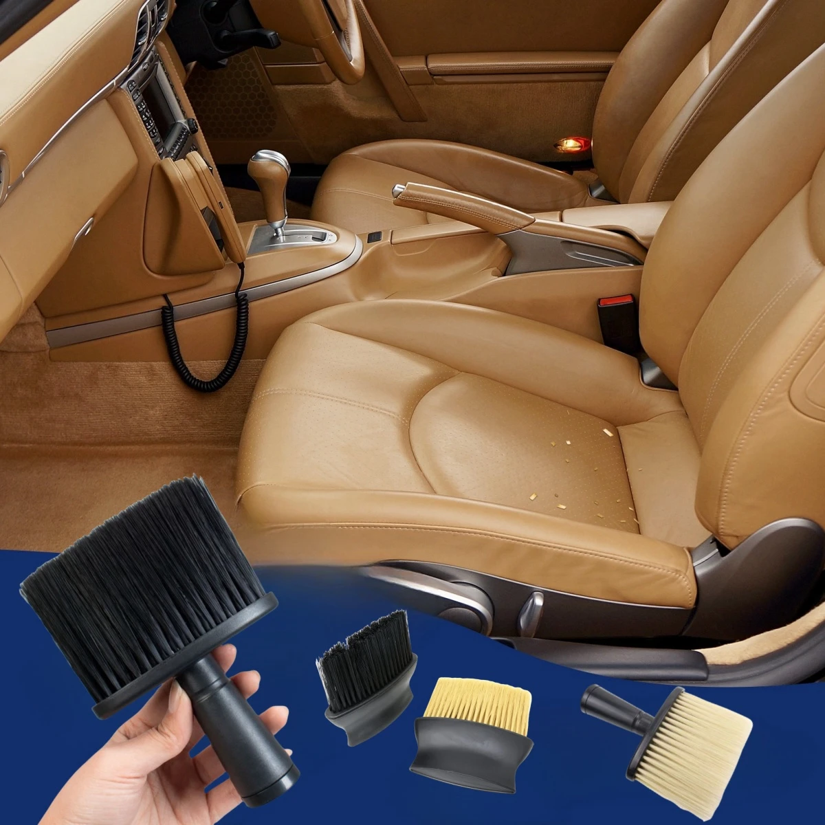 2er-Pack Staubbürste für den Innenraum, Auto-Reinigungsbürsten, Staubwedel, weiche Borsten, Detaillierungsbürste, Staubwerkzeuge für das Armaturenbrett im Automobilbereich Image