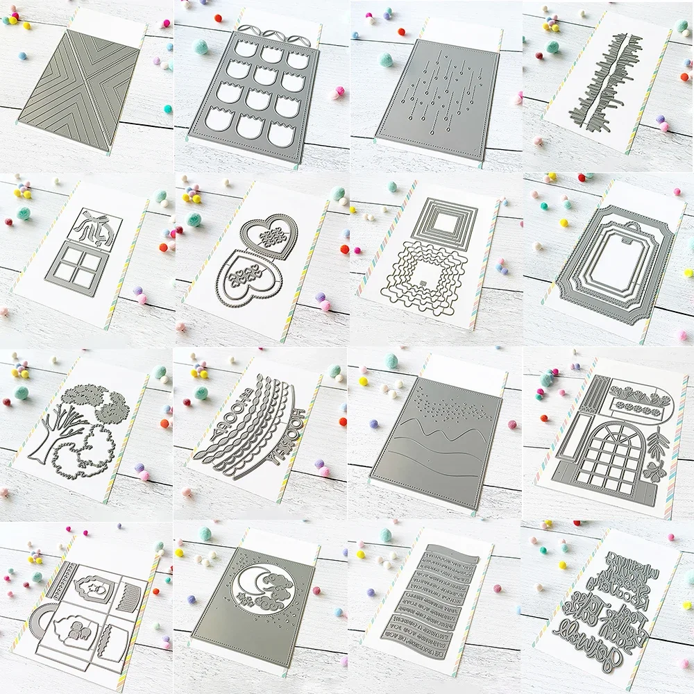 Liebe Herz Kuchen Hintergrund Schneidwerk zeuge Set geschichteten quadratischen Sentiment Wörter Gras Rand sterben für DIY Scrap booking Papier Bastel karte Image