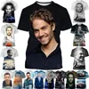 Neue Mode Paul Walker Cool Street Style Fast and Furious Paul Walker 3D-gedrucktes T-Shirt Hip-Hop-Kurzarm-T-Shirt