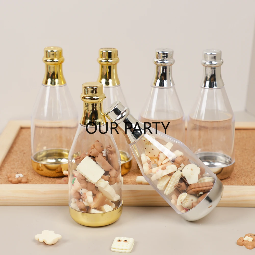 5Pcs Champagne Bottle Shape Gift Packing Box Chocolates Candy Boxes for Wedding Baby Shower Birthday Christmas Party Decoration