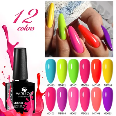 MSRUIOO 8ml Neon Gel Nail Polish Fluorescent Semi Permanent Soak Off UV LED Gel Varnish for Nail Art Manicure DIY Nails Vernis