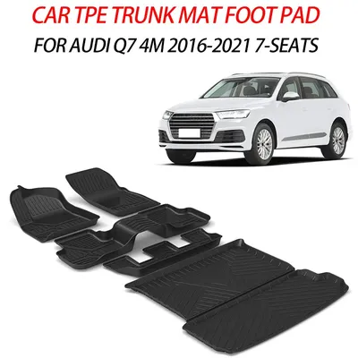 For Audi Q7 4M 2016-2021 7-seats Auto Car Floor Mats All-Weather TPE Foot Mats Odorless Pad Waterproof Tray Mat Accessories