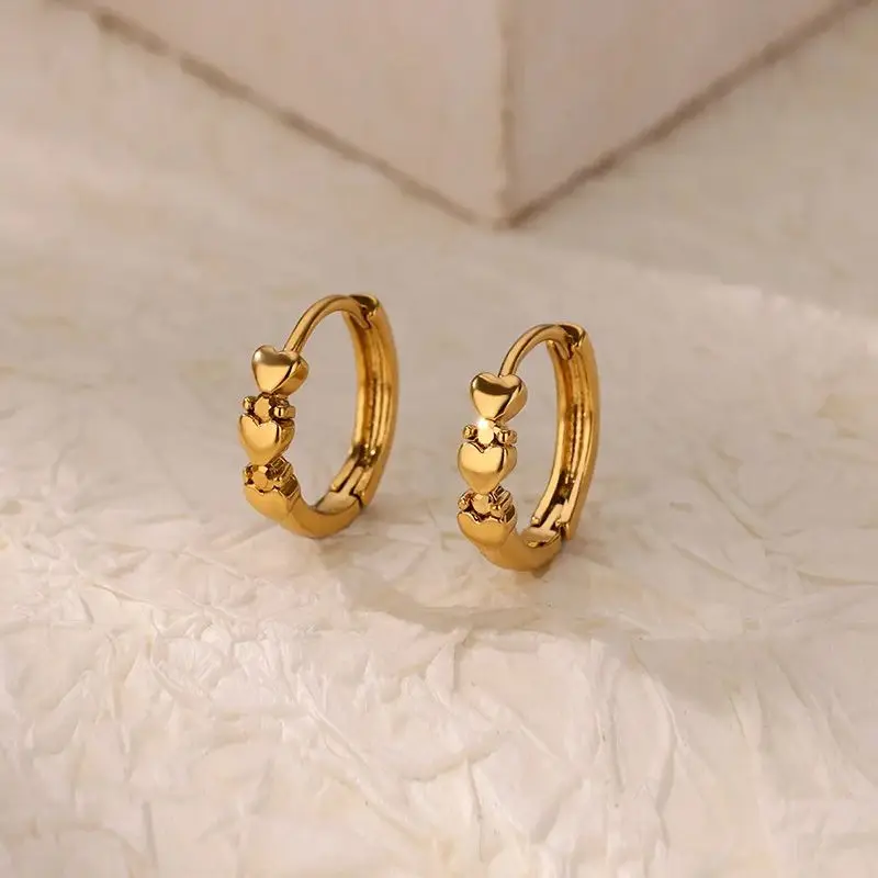 Edelstahl Herz Creolen für Frauen Gold Farbe Hochzeit Ohrring ästhetische trend ige Schmuck Accessoires Weihnachts geschenk Image