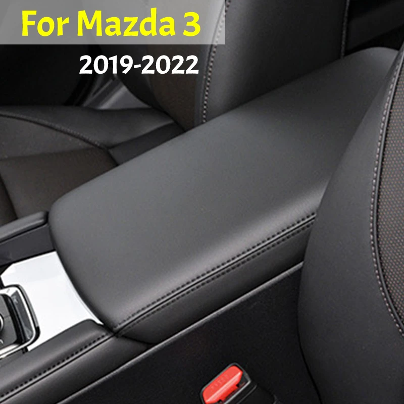 Neue PU Leder Auto Armlehne Box Center Konsole Deckel Armlehne Abdeckung Auto Zubehör Für Mazda 3 2019 2020 2021 2022 Image
