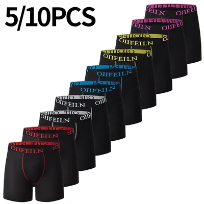 4/5/10 Stück modische lange Unterwäsche für Herren, lässig, Boyshort, Jugend-Sport-Shorts, bequem, atmungsaktiv, Stretch-Shorts, Unterwäsche Image