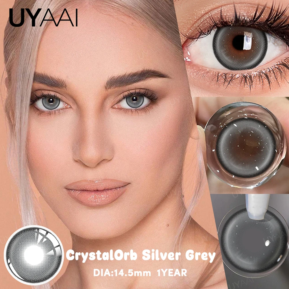 UYAAI NEUE natürliche braune Linsen, 1 Paar farbige Schüler für Augen, graue Linsen, grüne Augenlinsen, lila Y2K-Farbkon-Modelinsen Image