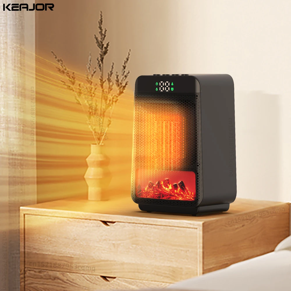 Heizlüfter, Heißluftgebläse, 1000 W, elektrische Heizventilatoren, 3D-Flamme, Mini-Raumheizung, tragbare Heizlüfter für Zuhause, Büro, Schlafzimmer