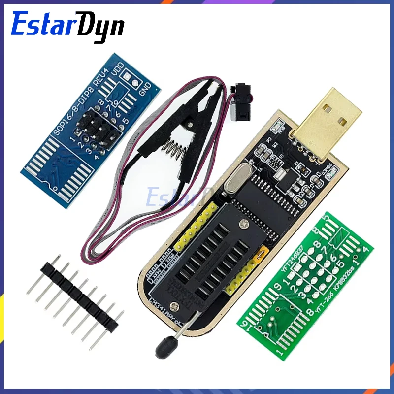 Ch341a 24 25 series eeprom flash bios usb programmierer modul soic8 sop8 testclip für eeprom 93cxx/25cxx/24cxx diy kit Image