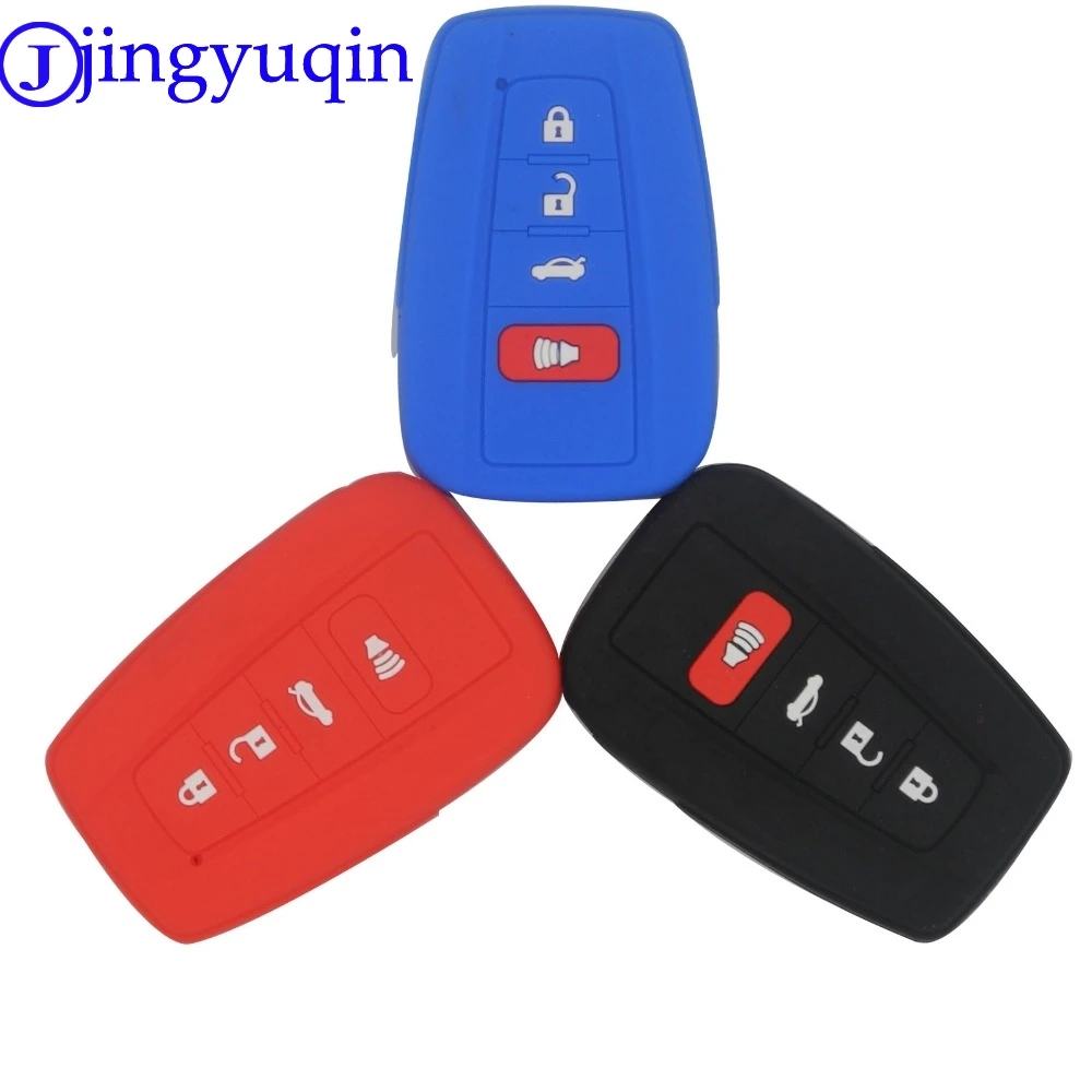 Jingyuqin 4 Tasten Silikon Fernbedienung Auto Schlüssel Fall Abdeckung Für Toyota C-HR CHR 2017 2018 Camry Prius Prado Smart schlüssel Image