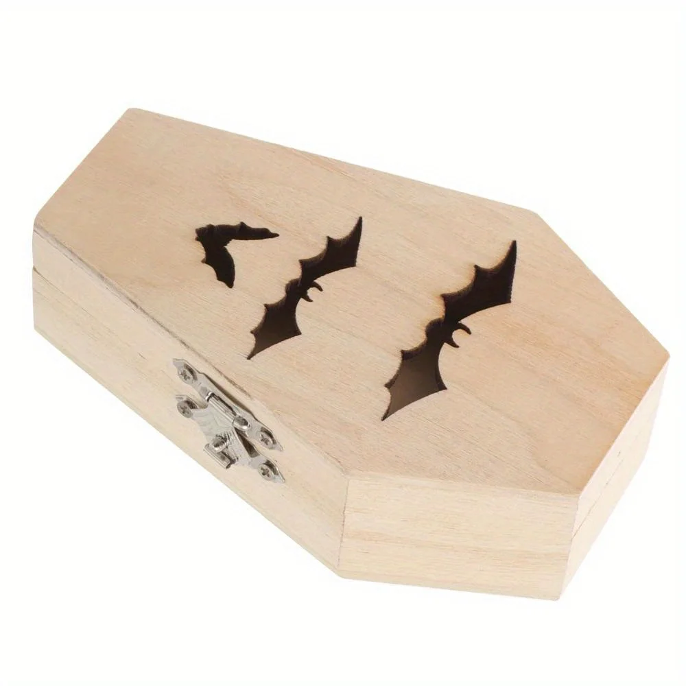 1 stücke Halloween Box mit Deckel Halloween Dekorationen Mini Holz Sarg Box Sarg Behandeln Candy Box Halloween Sarg Box für party Image
