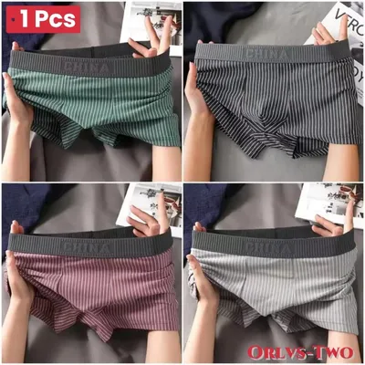 1 pcs Boxershorts Herren unterwäsche sexy Höschen Baumwoll boxer gestreifte Unterhose männliche Image
