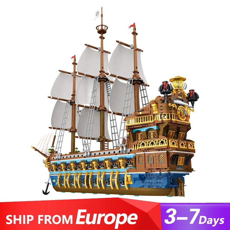 Klemmbausteine Europäische Die königliche Flotte Die Sonne Schiff Segelschiff Buildings Modell, Marine Flaggschiff Kriegsschiff Modellschiff Sammlung Geschenk für Erwachsene (3162 Teile)