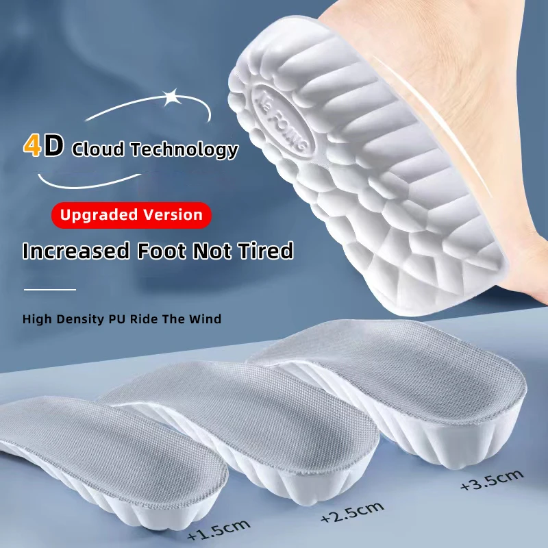 Neue PU Memory Foam Höhe Erhöhen Einlegesohlen für Männer Frauen Schuhe Arch Support Orthopädische Einlegesohlen Turnschuhe Ferse Lift Schuh Pads