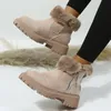 Plattform Stiefel 2022 frauen Schuhe mit Fell Winter Komfortable Schnee Stiefel Breite Kalb für Frauen Niedrigen Knöchel Stiefel Luxus damen Schuhe