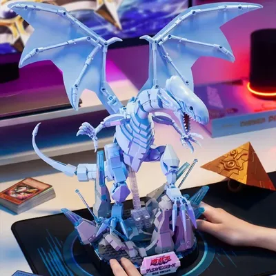 Yu-gi-oh blaue Augen weißer Drache montierte Bausteine trend iges Spielzeug modell Desktop-Ornamente Image