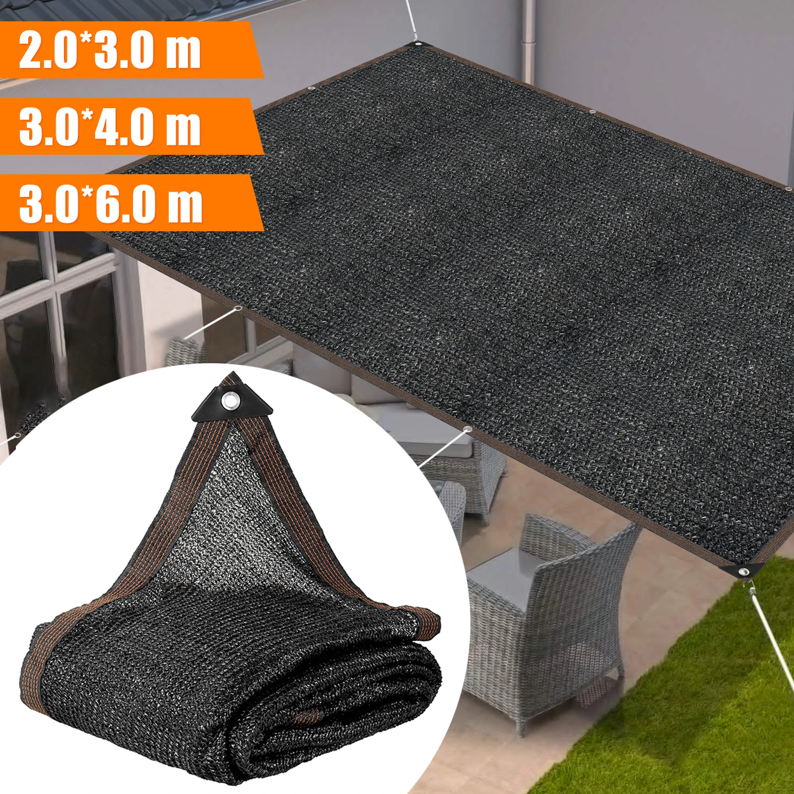 2/4/6m Schatten Stoff Outdoor Sonnenschutz Netz 85% UV-Schutz dehnbare Mesh Garten terrasse Pavillon Sonnenschutz Baldachin Image