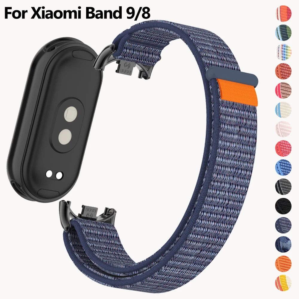 Atmungsaktives Nylon band für Xiaomi Mi Band 9 8 Armband Armband Metall kopf partikel für Mi Band 9 8 NFC Armband Zubehör Image