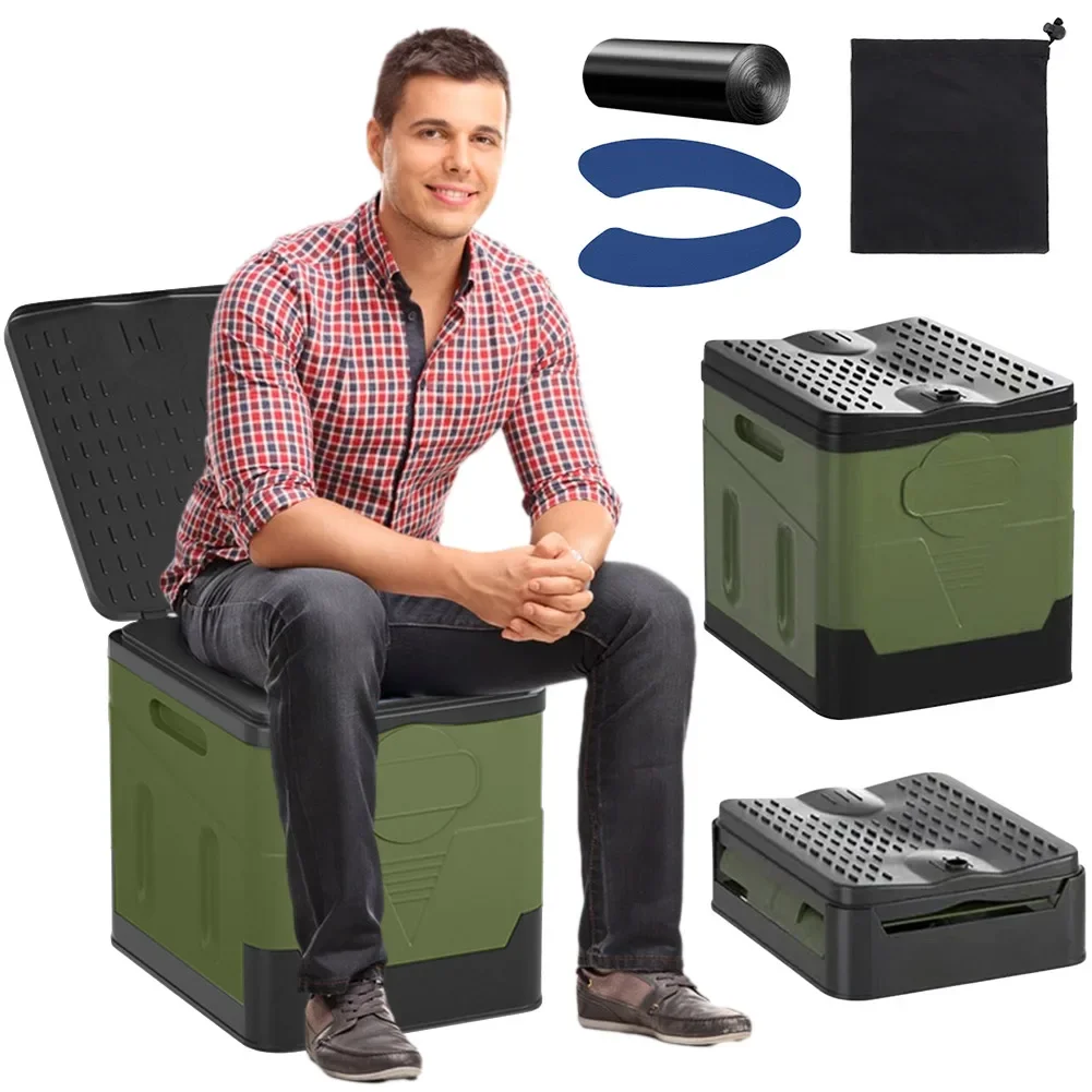Tragbare Klapp toilette für Camping reisen Klapp auto Notfall toilette mit Abdeck sitz Toilette Außen toilette für Erwachsene Kinder Image