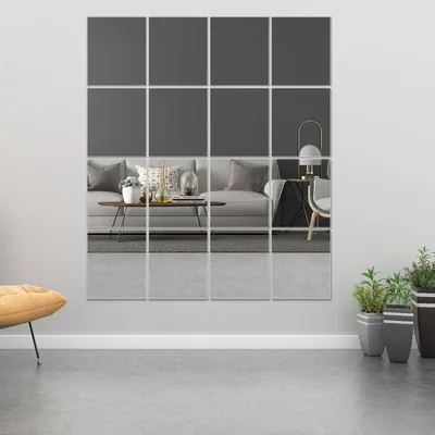 Spiegelfliesen, Wandspiegelfliesen, selbstklebende Spiegelfliesen, klebrige Acrylspiegel für die Wand für Zuhause, Fitnessstudio, Schlafzimmer, Tür, Badezimmer Image