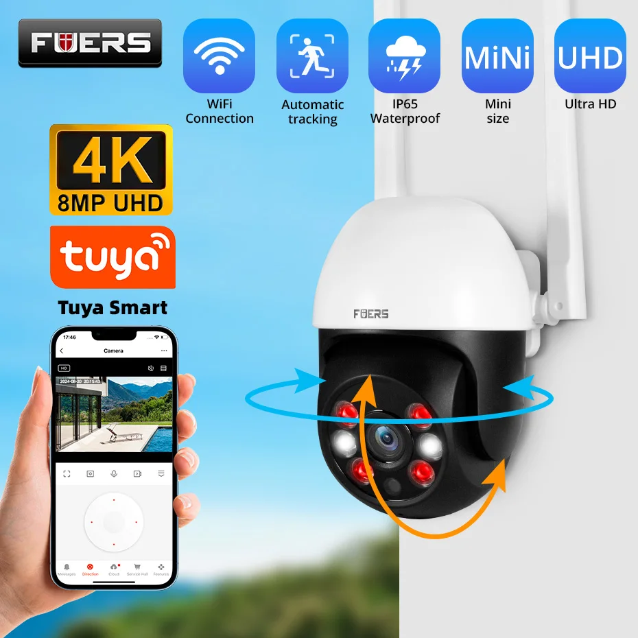 Fuers 8MP 4K IP Kamera Tuya Smart Outdoor Home Security Auto Tracking AI Menschlichen Erkennung Kamera WIFI CCTV Überwachungs kamera Image