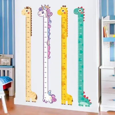 Wandaufkleber mit Cartoon-Tieren, Höhenmaß, Einhorn, Dinosaurier, Tapete für Kinderzimmer, Image