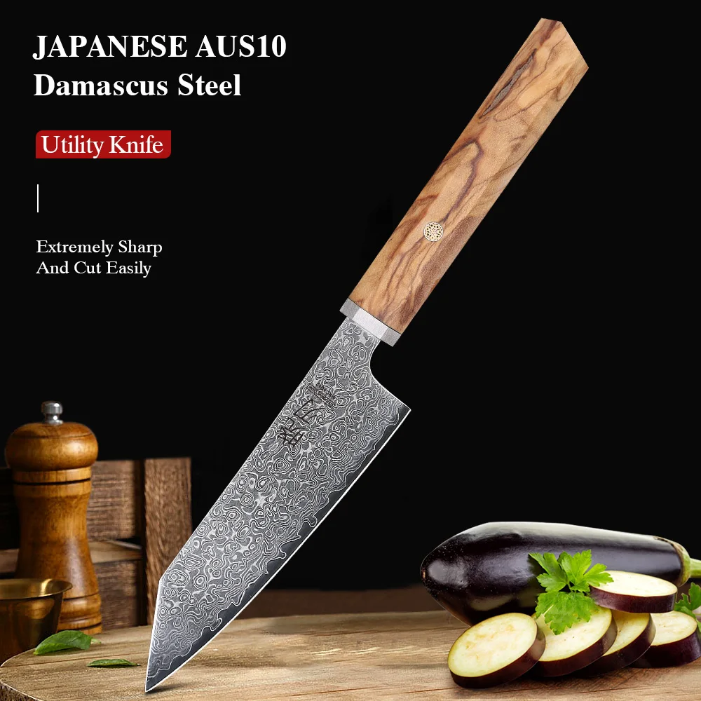 5" Allzweckmesser 67 Schicht Damaststahl Kochmesser Küche Schneiden Obst Gemüse Fleisch Schneiden Japanische handgemachte Kochutensilien Image