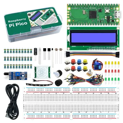 Für Himbeer Pi Pico RP2040 Entwicklungs board Starter Kit LCD1602 Modul Pir Sensor Python Programmierung Anfänger Kit Image