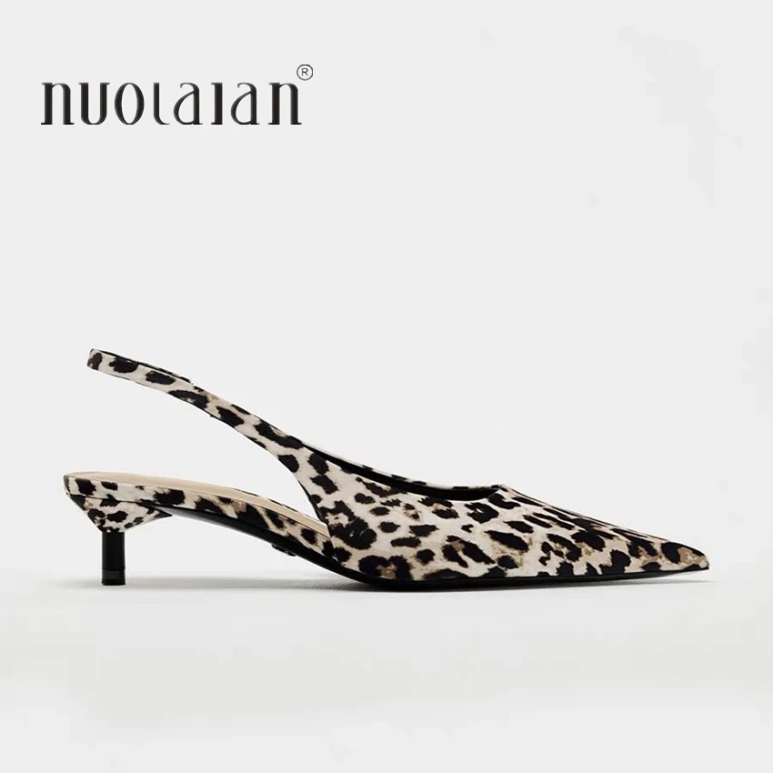 Leopard Print Frauen Schuhe Vintage Design Elegante Low Heels Sandalen Pumps Sexy Flache Party Büro Dame Schuhe