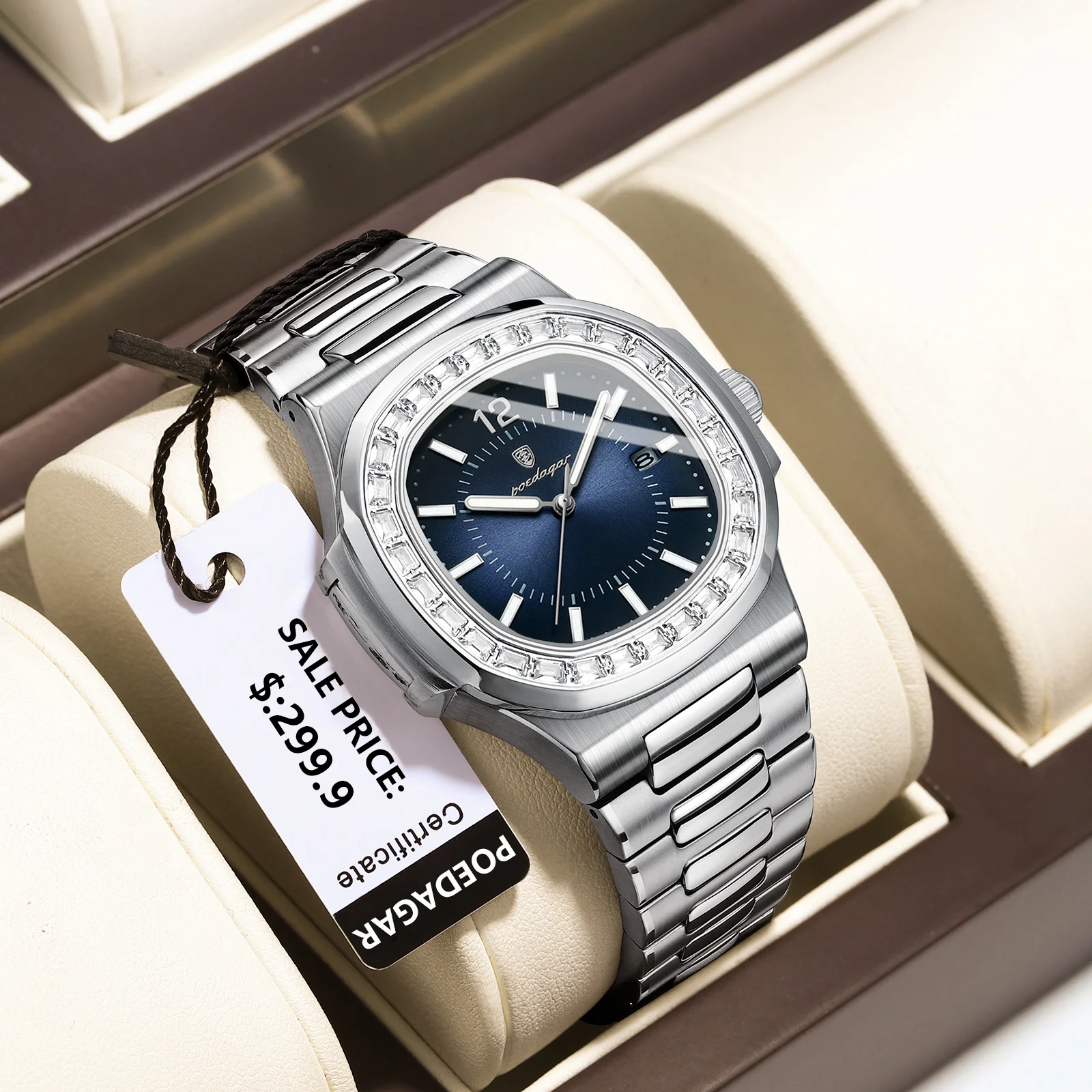 POEDAGAR Luxus Platz Mann Quarzuhr Wasserdicht Leucht Datum herren Uhr Hohe Qualität Edelstahl Business Männer Uhren Image