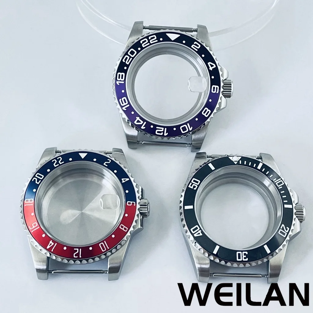 40mm nh34 nh35 nh36 nh38 nh39 nh70 eta2824 pt5000 Uhrwerk Silber Uhrengehäuse sub gmt Aluminium Lünette Saphir Image