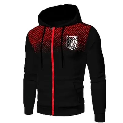 High Street Plus Velvet Digital Print Polka Dot Herren Hoodie Attack on Titan Outdoor Street Sports Reißverschluss Sweatshirt