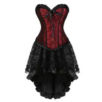 Vintage Steampunk Korsetts Kleid Gothic Vollbrustkorsett Kleid Karnevalskleid Showgirl Kostüm Image