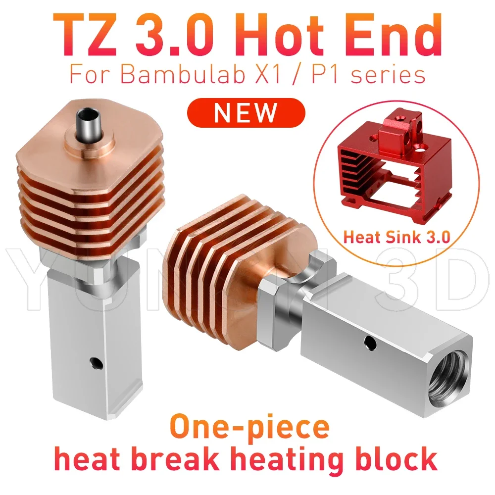 Für BambuLab P1S P1P X1 X1C Upgrade Hotend Kit Kühlkörper Throat TZ V3.0 Düse Druckkopf Thermistor 3D Drucker Zubehör Image