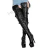 DOBANER Frauen Oberschenkel Hohe Plattform Stiefel Thin High Heels Stiefel Breite Kalb Freundliche Über Knie Schuhe Frau Große Größe 44 46 50 52